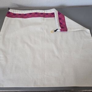 Tory Burch Cream Drawstring Dust Bag with Pink Geometric Trim